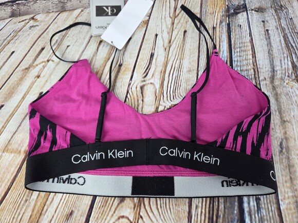 Calvin Klein Bralette Size Medium NEW Wireless Unlined Pink Black - Picture 3 of 3